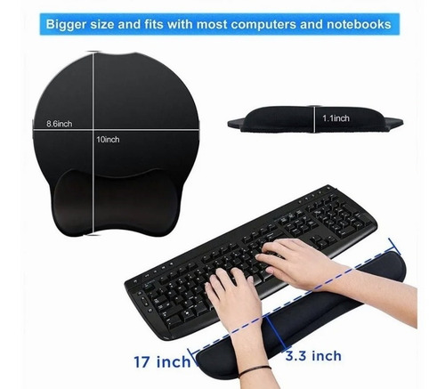 Imagen 4 de 8 de Reposamuñecas Mouse Alfombrilla Teclado Muñeca