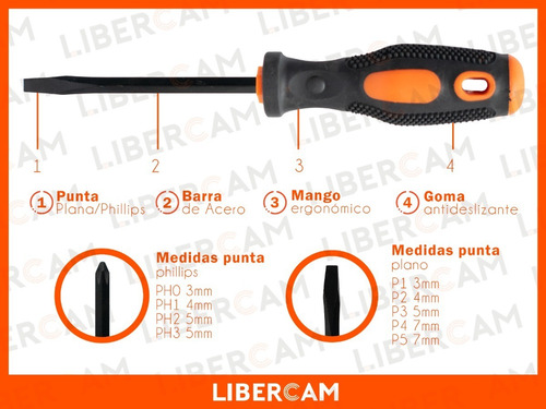 Kit Juego Destornilladores 8 Piezas Phillips Pala Imantados