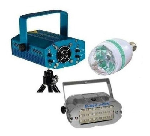 Kit Dj Proyector Laser + Estroboscópica + Ampolleta