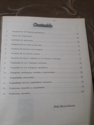 Libro Geometría Congruencia De Triángulos Didy Ricra Osorio (Usado)