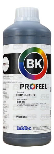 Tinta Black Compatível Epson Workforce E0019 Profeel 1 Litro Tinta Preto