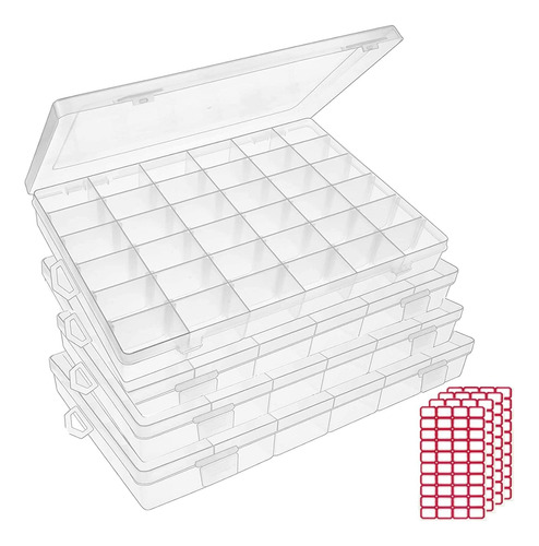 Paquete De 4 Cajas Organizadoras De Plastico Transparente De