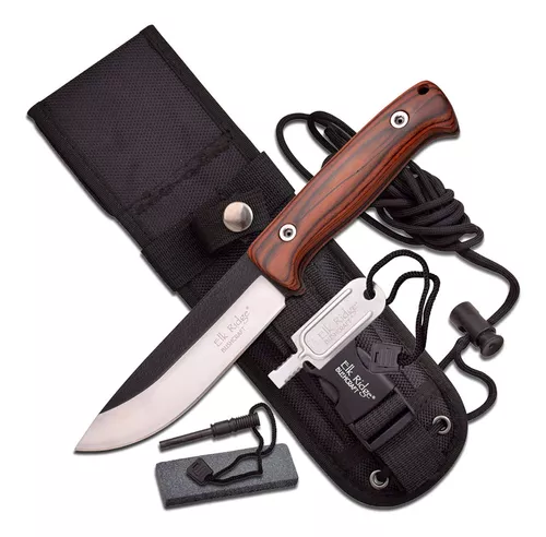 Cuchillo Bushcraft Pedernal Funda Tactica Y Piedra Molle 555