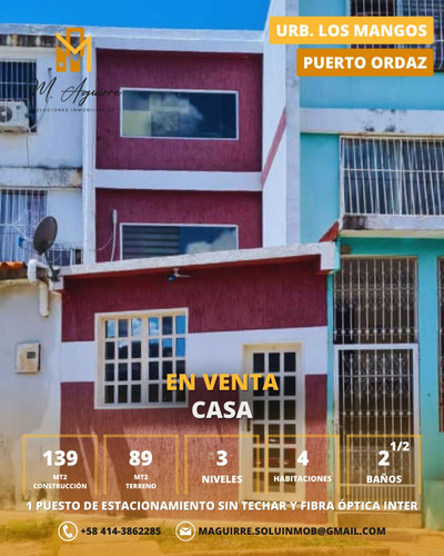 Townhouse En Venta, Urb. Los Mangos, Puerto Ordaz