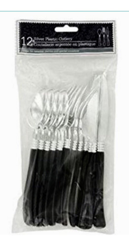 Utensilios De Cubiertos De Plástico Plateados Elegantes Con