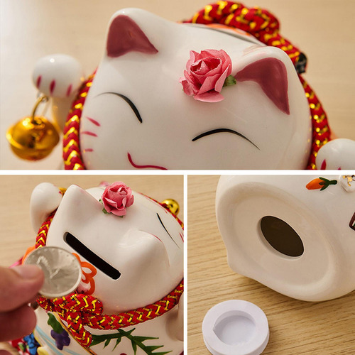 3 Uds Maneki Neko Buena Suerte Gato Alcancía Ornamento