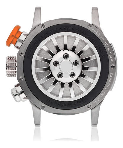 Reloj Edox Piloto Cronológicamente X-treme 38001-tinocao Correa Naranja Bisel Plateado Fondo Azul