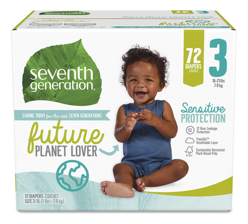 Pañales Para Bebé Seventh Generation, Talla 3, 72 Unidades,
