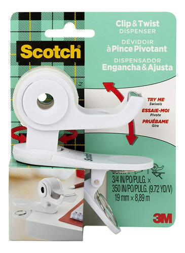 Scotch Dispensador De Cinta De Escritorio, Blanco, Ideal Par