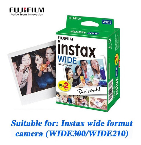 20 Hojas De Papel Fotográfico Fujifilm Instax Wide Para Wide