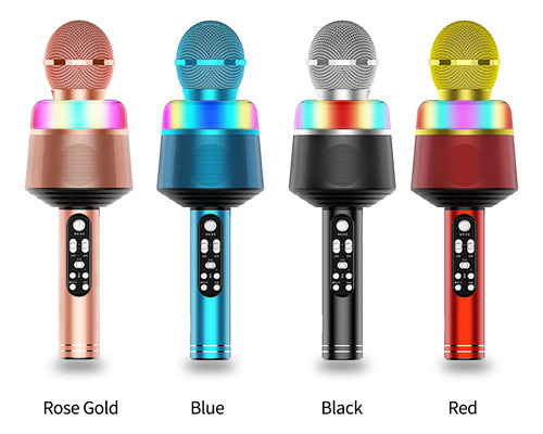 Micrófono Portátil Inalámbrico Para Karaoke Con Luces Led 2