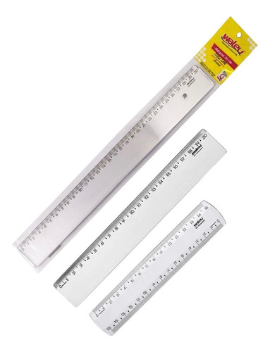 Régua Escolar Kit C/ 3unidades 30, 20 E 15cm