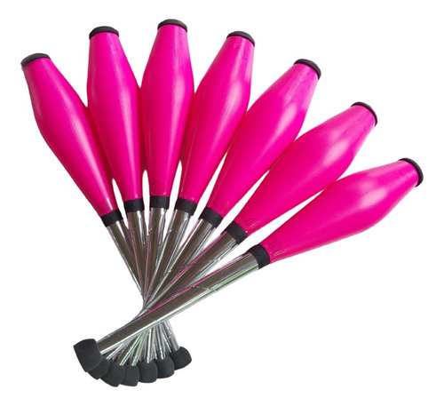 Jogo 7 Clavas Pirouette - Newronio Malabares Pro Cor Rosa Fluor