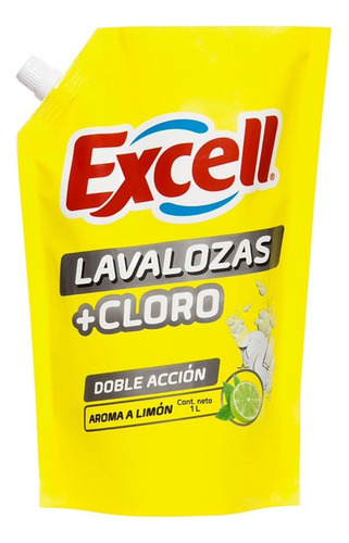 Lavalozas + Cloro Doble Acción Aroma A Limón 1 L Excell