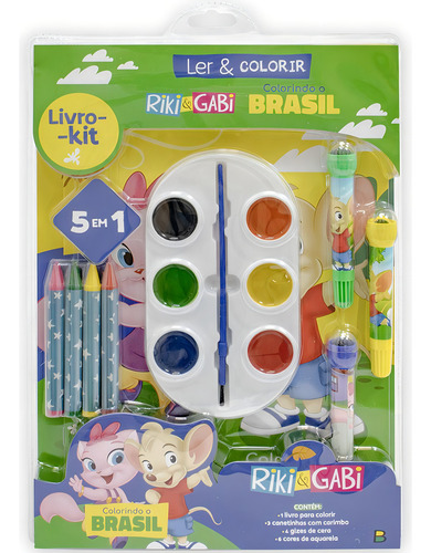 Livro-kit Ler & Colorir: Riki & Gabi - Volta Ao Mundo, De Todolivro. Editora Brasileitura, Capa Mole, Edição 1 Em Português, 2024
