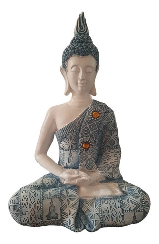 Buda Meditación Figura Decorativa Adorno Grande 33cm.