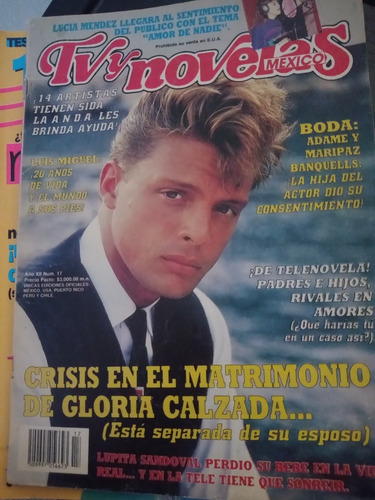 Luis Miguel En Revista Tvynovelas Lucia Mendez, Alfredo Adam (Usado)