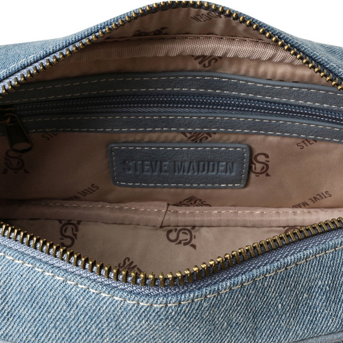 Bolsa Crossbody Bcitra Denim Steve Madden Bags Acabado de los herrajes Dorado Correa de hombro Azul claro Diseño de la tela Texturizado