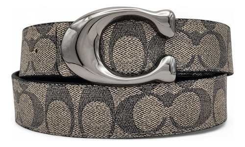Cinturón Coach Unisex Sculpted C Imp C Color Gris Diseño De La Tela Hebilla Humo Talla S (105cm)