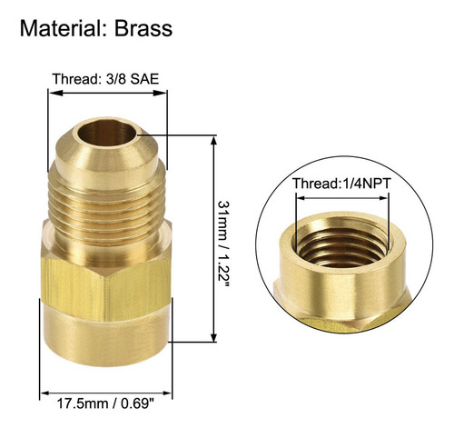 2 Conector Adaptador Tubo Macho 5/8 -18unf A Hembra 1/4 Npt