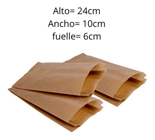 Imagen 2 de 2 de Bolsas De Papel Kraft 1 Kg Marron Con Fuele X 1000 Unid.