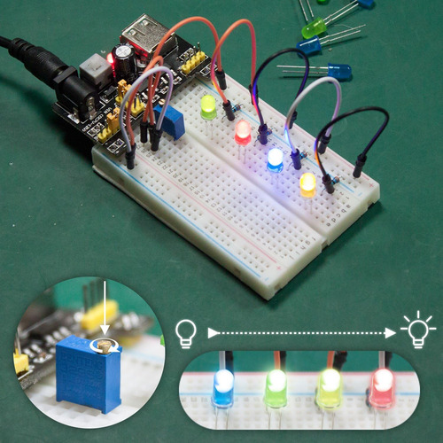 Kit Básico De Inicio Para Arduino, Breadboard, Fuente De Ali