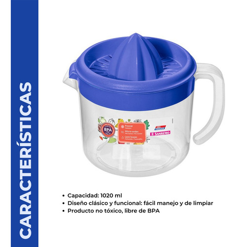 Jarra Exprimidora Manual De Jugo Chica 1000ml Sanremo