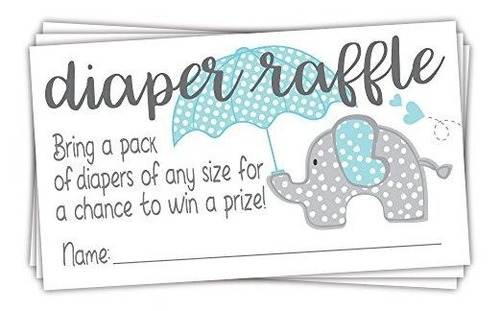 Blue Elephant Diaper Raffle Tickets (50 Count) - Juego De Ba