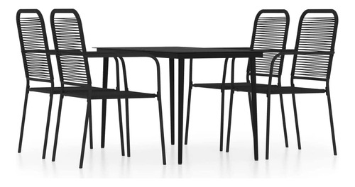 Vidaxl Juego De Comedor Para Patio, Muebles Negros De 3/5/7.