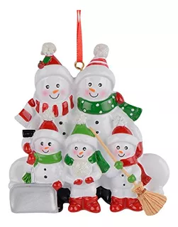 Personalized Shoveling Snow Family Of 5 Christmas Ornam...