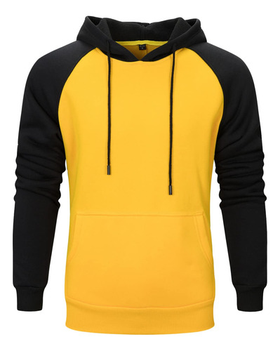 Sudadera Capucha Vellon Bloque Color Para Hombre Ajuste M