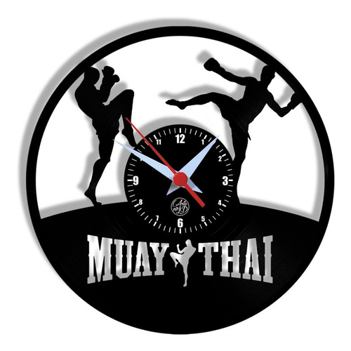 Muay Thai Arte Marcial Luta Esporte Relógio Vinil Parede Lp