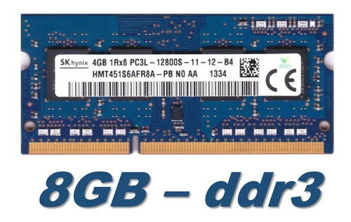 Imagen 2 de 2 de Memoria Ram Laptop Ddr3 8gb 1600mh Pc3-1280