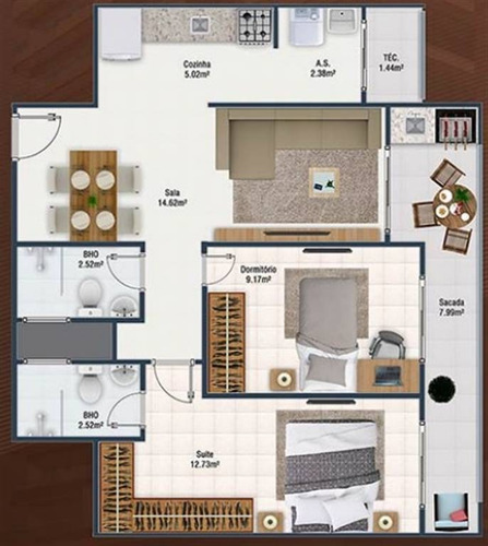 Imagem 2 de 2 de Apartamento, 2 Dorms Com 67.99 M² - Forte - Praia Grande - Ref.: Scp132 - Scp132