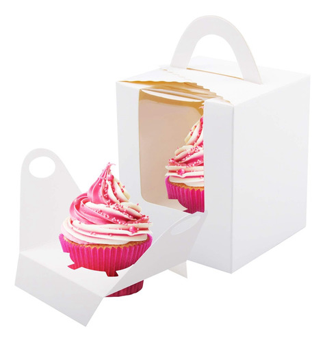 50 Cajas Individuales For Cupcakes, Color Blanco