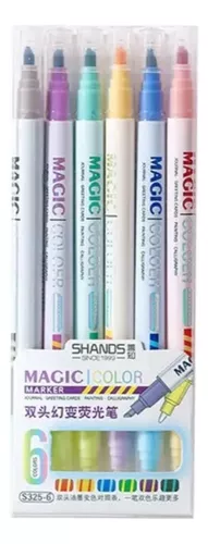 Tomorotec Rotuladores mágicos, rotuladores que cambian de color, punta de  cincel de doble punta, marcadores surtidos fluorescentes (paquete de 12)