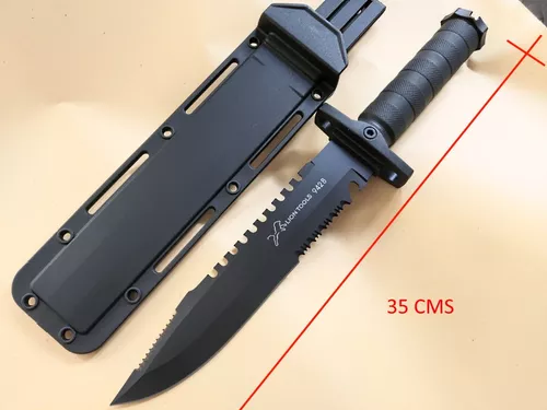 Cuchillo Tipo Rambo Eo Safe Imports Esi-5607 Campismo Militar Táctico Negro