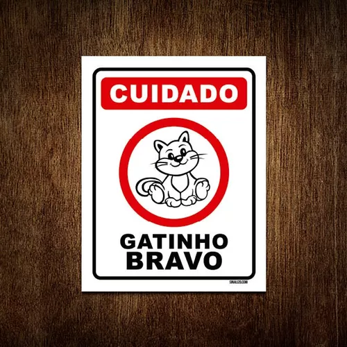 PLACA CUIDADO GATO NINJA 18X23 - Petnautas