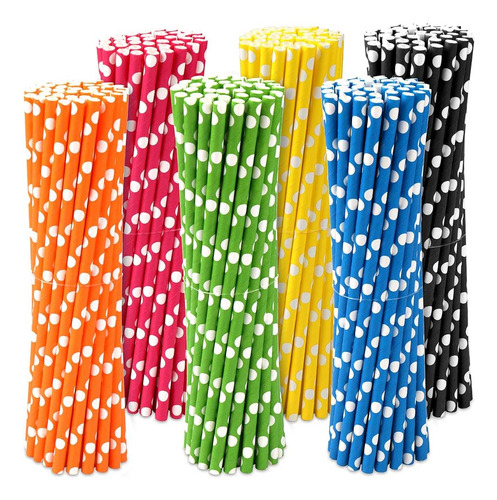 Pajitas Biodegradables De Papel Multicolor - 120 Unidades