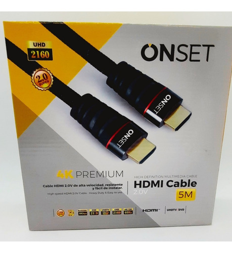 Imagen 1 de 9 de Cable Hdmi 2 Punto 0 V 4k De 5m Onset