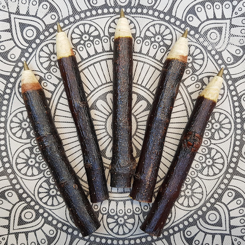 Lapicera Tronco Artesanal Reutilizable Marrón Negro