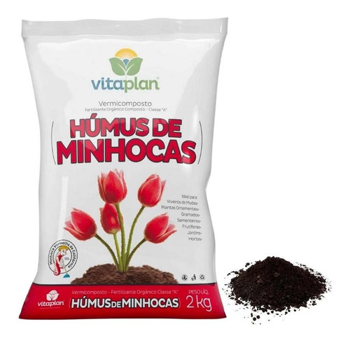 Fertilizante Orgânico Húmus De Minhoca Vitaplan 2kg