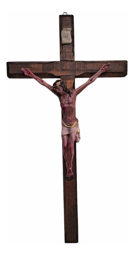 Cruz De Madera Crucifijo De Pared Cristo De Resina 50 Cm 