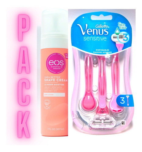 Kit Gillette Venus Sensitive Y Crema Eos Pink Citrus 