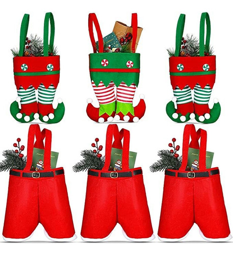 6pcs Papá Noel Pants Bolsas Dulces Decoraciones De Navidad