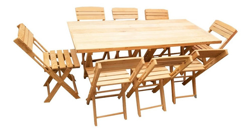 Comedor Plegable De Madera 180cmx80cm Y 8 Sillas Envío Grati