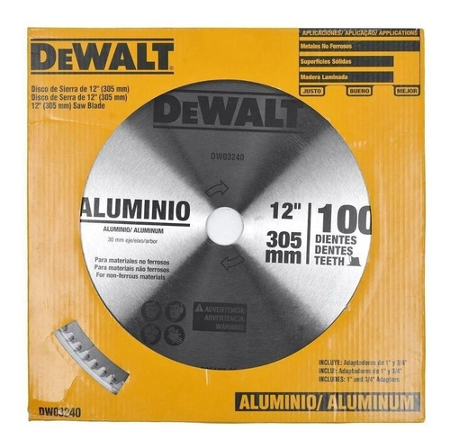 Disco De Serra Para Alumínio 12  100 Dentes Dwa03240 Dewalt