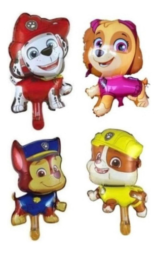 Pack De 4 Globos Metalizados Paw Patrol Chicos 25cm Aprox