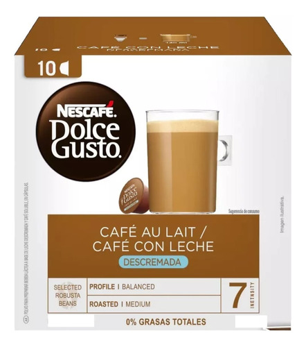 Cápsulas Dolce Gusto Cafe Con Leche Descremada Cafe Au Lait 