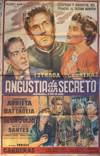 Antiguo Afiche De Cine Original   Angustia De Un Secreto 